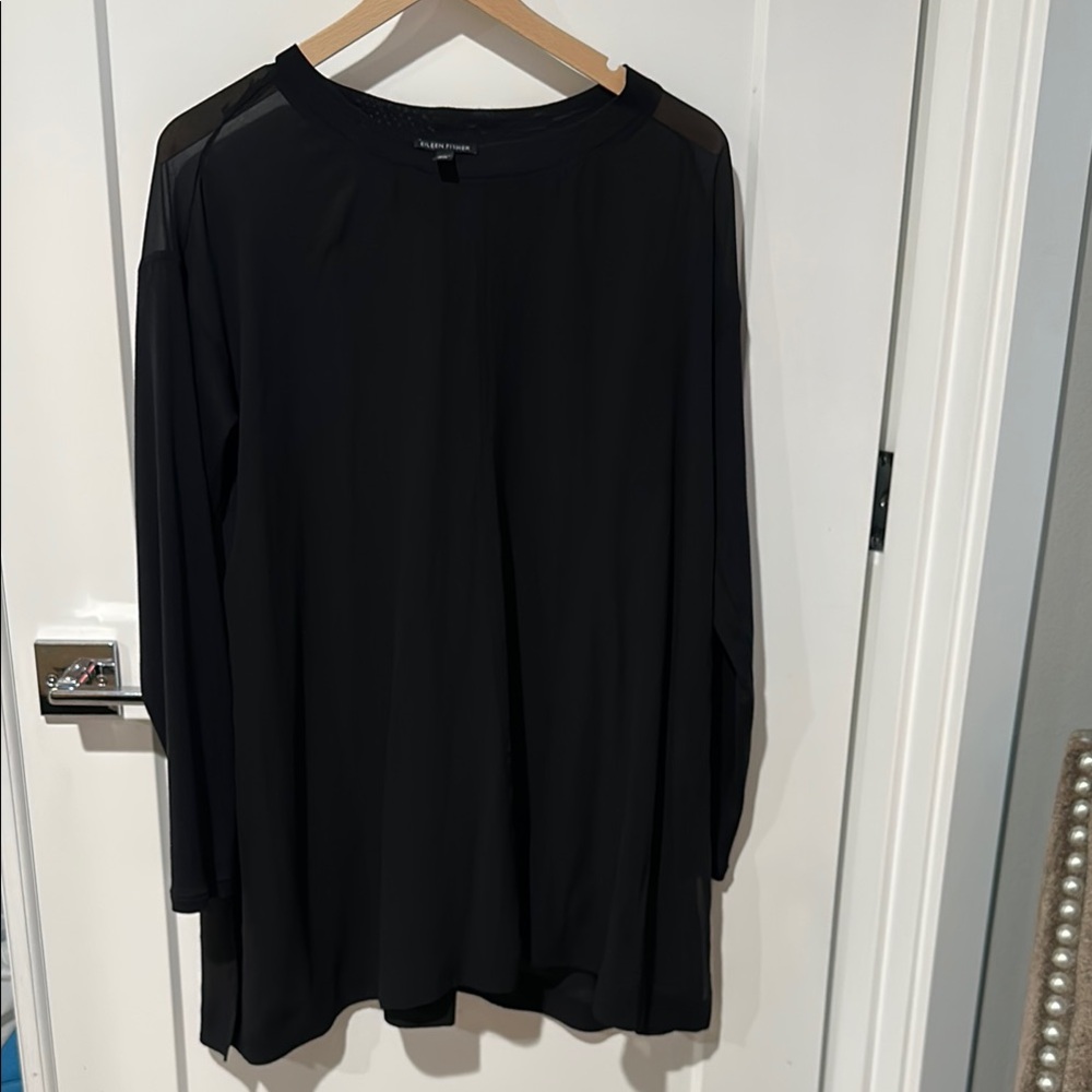 Eileen Fisher Sheer Black Women's Top